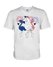 American Firework - Flamingo V-Neck T-Shirt tile