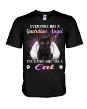 Guardian - BLACK Cat V-Neck T-Shirt tile