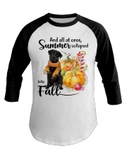 Into Fall - black Labrador 1 Baseball Tee tile