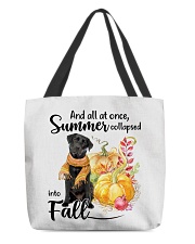 Into Fall - black Labrador 1 All-Over Tote tile
