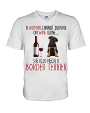 She Also Needs - Border Terrier V-Neck T-Shirt tile