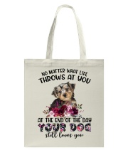 At The End - Morkie Tote Bag tile