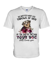 At The End - Morkie V-Neck T-Shirt tile