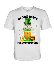 Dog Beers - Pomsky V-Neck T-Shirt tile