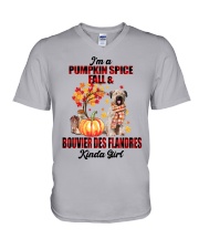 Pumpkin Girl - Bouvier des Flandres V-Neck T-Shirt tile