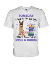 Old Lady - German Shepherd 2 V-Neck T-Shirt tile