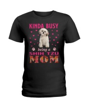 Kinda Busy - CREAM Shih Tzu Ladies T-Shirt tile