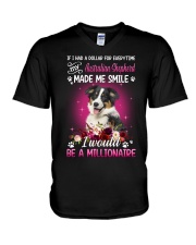 Millionaire - Australian Shepherd 2 V-Neck T-Shirt tile