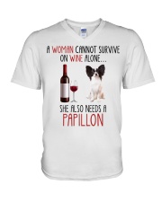She Also Needs - Papillon Dog V-Neck T-Shirt tile