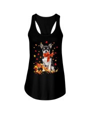 Autumn Leaves Scraf Chihuahua Ladies Flowy Tank tile