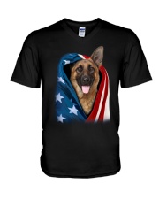 American flag - German Shepherd V-Neck T-Shirt tile