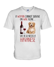 She Also Needs - Havanese V-Neck T-Shirt tile