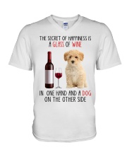 Happiness - Poochon V-Neck T-Shirt tile