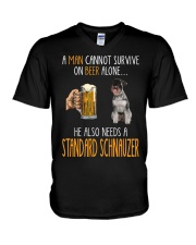 Beer Alone - Standard Schnauzer V-Neck T-Shirt tile