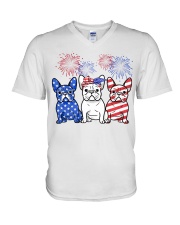 American French Bulldog V-Neck T-Shirt tile
