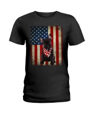 French Bulldog - American Flag Ladies T-Shirt tile