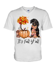 It is Fall - dachshund 4 V-Neck T-Shirt tile