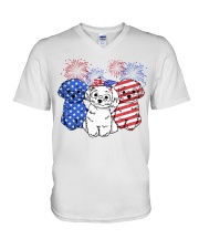 American Maltese Dog V-Neck T-Shirt tile
