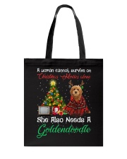 Christmas Alone - RED Goldendoodle Tote Bag tile