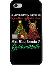 Christmas Alone - RED Goldendoodle Phone Case tile