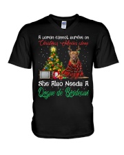 Christmas Alone - Dogue de Bordeaux V-Neck T-Shirt tile