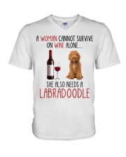 She Also Needs Labradoodle V-Neck T-Shirt tile