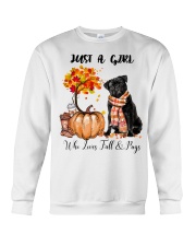 Girl Love Fall And - Pug Crewneck Sweatshirt tile