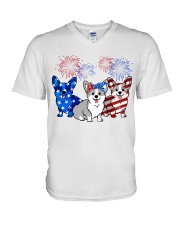 American Firework - Corgi V-Neck T-Shirt tile
