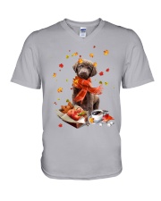 Autumn Leaves Chesapeake Bay Retriever V-Neck T-Shirt tile