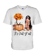 It is Fall - Bernese Mountain Dog V-Neck T-Shirt tile
