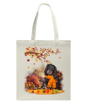 Fall Leaf - Black Long-haired Dachshund Tote Bag tile
