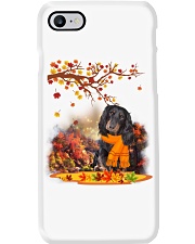 Fall Leaf - Black Long-haired Dachshund Phone Case tile