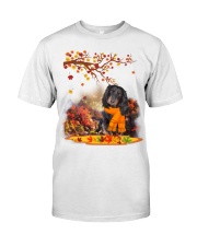 Fall Leaf - Black Long-haired Dachshund Classic T-Shirt front