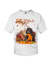 Fall Leaf - Black Long-haired Dachshund Youth T-Shirt tile