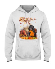 Fall Leaf - Black Long-haired Dachshund Hooded Sweatshirt tile