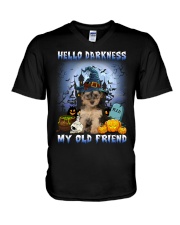 Hello Darkness - Yorkipoo V-Neck T-Shirt tile