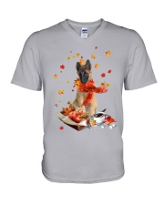 Autumn Leaves Belgian Tervuren V-Neck T-Shirt tile