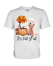 It is Fall - Maltipoo 1 V-Neck T-Shirt tile