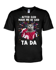 God Said - Cat 4 V-Neck T-Shirt tile