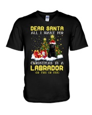 Dear Santa - BLACK Labrador Pup V-Neck T-Shirt tile