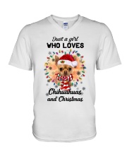 Christmas Girl - TAN Chihuahua 1 V-Neck T-Shirt tile