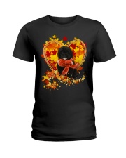 Autumn Leaf - BLACK Shih-Poo Ladies T-Shirt tile