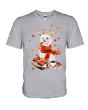 Autumn Leaves Chorkie V-Neck T-Shirt tile