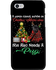 Christmas Alone - BLACK Pug 1 Phone Case tile