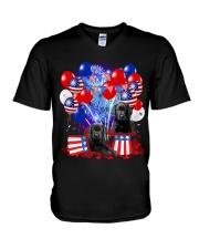 4th July Balloons - Black Labrador Retriever V-Neck T-Shirt tile