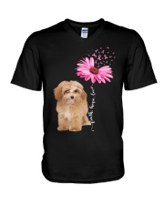 Daisy Ribbon - APRICOT Maltipoo V-Neck T-Shirt tile