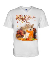 Fall Leaf - Corgi V-Neck T-Shirt tile
