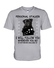 Personal Stalker - BLACK Pug V-Neck T-Shirt tile