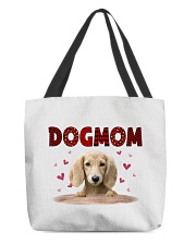 Love Mom - CREAM Lng-haired Dachshund All-Over Tote tile