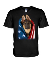 American flag - German Shepherd 2 V-Neck T-Shirt tile